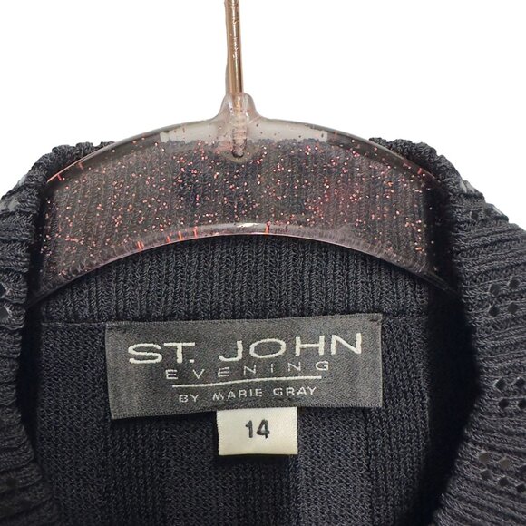 RARE St. John Evening Sequins Thick Wool Santana Knit Jacket Coat - Picture 9 of 9